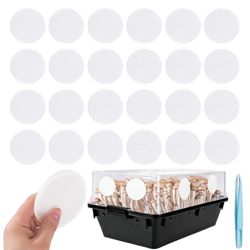 Image of 24-Pcs 3 inch Monotub Adhesive Filter Disks - 3mm Thick Monotub Filter Discs for Mushroom Growing Supplies - Replacement Filter Pads for Monotub Filters and Fruiting Chambers