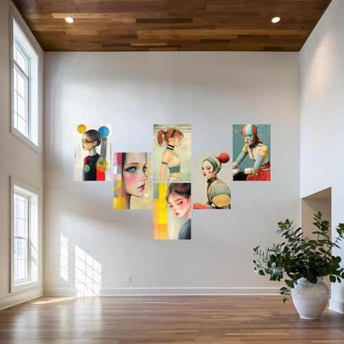 Image of SiddArtify Modern Portrait Wall Art Prints Set - Fashion Illustration Poster Decor for Living Room Bedroom Office - 8x12 inch Board Pack of 6