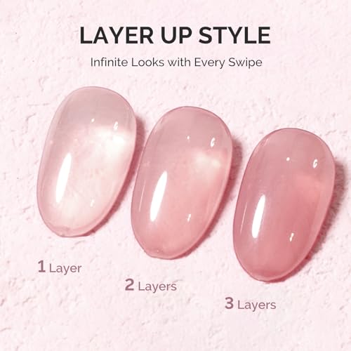 Image of MelodySusie Jeweliver Jelly Gel Nail Polish, 0.5Fl.oz Airy Sheer Pink Gel Polish Soak Off UV LED Light Cure Gift for Women Manicure Nail Art DIY at Home B6648