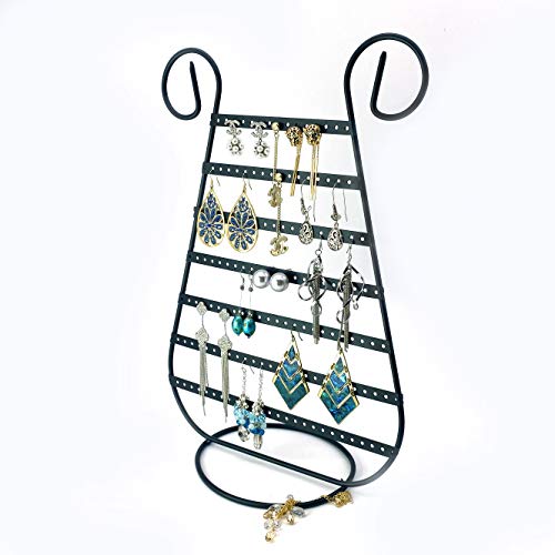 Tytroy Black Metal Harp Shaped Earring Organizer Holder (Up To 78 Pairs) Jewelry Display Stand (1 Pc) #TOP3