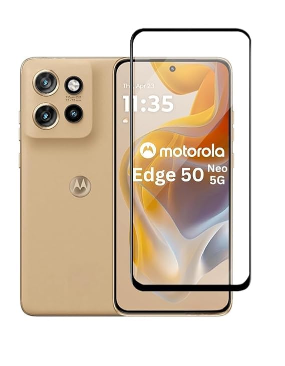 Image of Tempered Glass Screen Protector Compatible For Motorola Edge 50 Neo (3D UV) with Edge-to-Edge Protector and with Easy Installation Kit