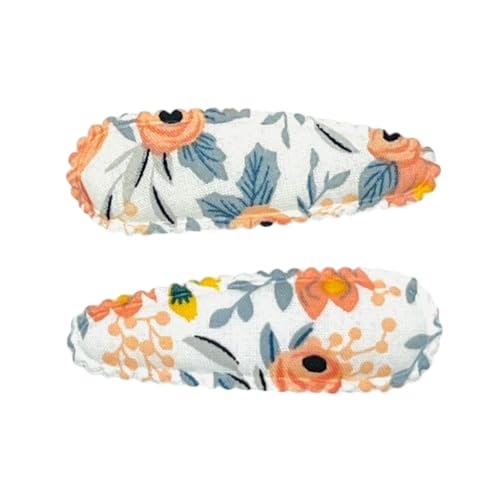 House of Isla 2 pinzas para el pelo de tela de 5,5 cm. Elegantes pasadores envueltos en tela con patrón floral. Regalo para bebés, niños, adolescentes, niñas, mujeres, relleno de calcetines. (Holly