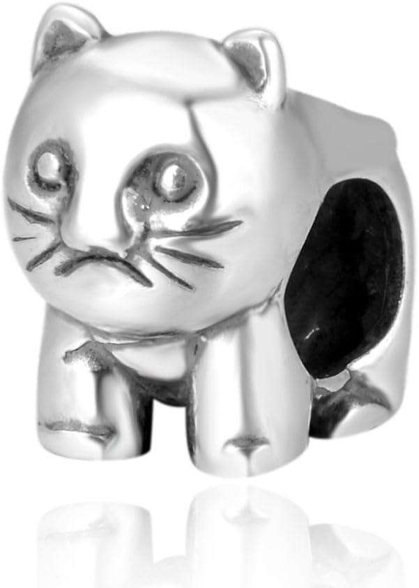 Adabele Sterling Silver Dog Cat Large Hole Bead Charm Nickel Free Fits 3mm Chain Bangle Charm Bracelet Necklace Personalized Women Jewelry