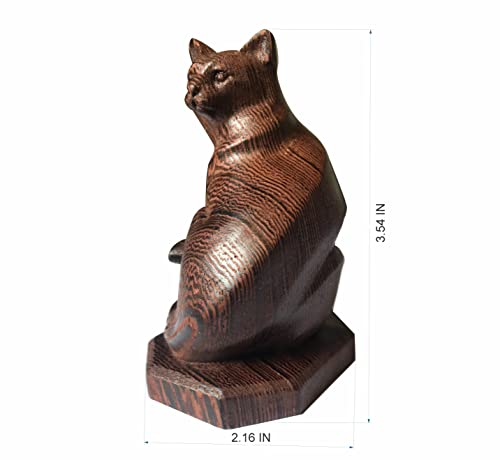 Handicraftviet Handmade Wooden Carving Craft Cat Statue, Small Cat Figurine For Desk Office And Home Decor, Wooden Cat Sculpture For Cat Gifts For Cat Lovers, 3.5 Intall (Wood Black, Black) #TOP2