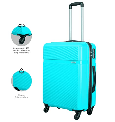 Image of Safari Drive 5 Years International Warranty Hard-Sided Polypropylene Spinner Luggage /Trolley Bag (Large 76 Cm, Cyan),Blue,4 Wheels L
