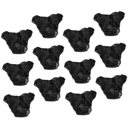 IWOWHERO 12 Piezas Bragas Desechables Negras para Mujer y Hombre Unidades Cómodas y Transpirables de Tela No Tejida para SPA Sauna y Hoteles