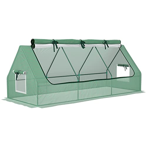 Preisvergleich Produktbild Outsunny Foliengewächshaus Mini Gewächshaus mit Mesh Fenster, UV-beständige Frühbeet für Garten zur Aufzucht, PE Folie, Grün, 240 x 90 x 90 cm