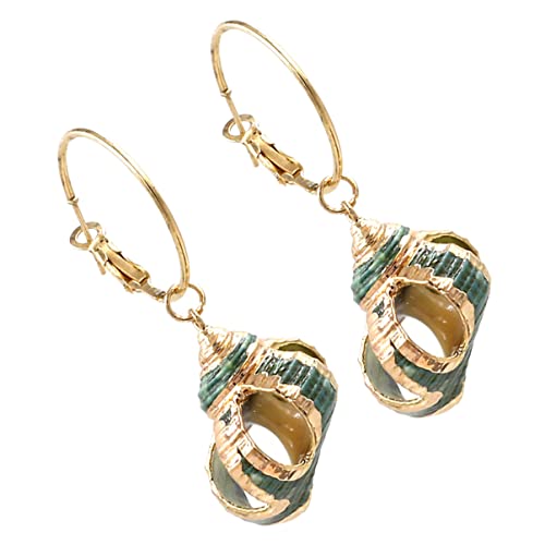 minkissy 1 Par Pendientes De Caracola Largo Pequeño Pendientes De Oro Concha De Moda Agujero Pendientes Para Mujer Colgando Costero Pendientes Vintage Aretes Estilo Playa Aleación
