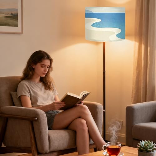 Image of Nuxovilar Lamp Shades Set of 2, 13 inch Top x 13 inch Bottom x 10 inch High (Spider) | Floor lamp shades coastal tropical design living room patio beach house covers light accessories (Coastal)