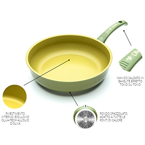 Tegame 1 manico ANTIADERENTE ALL'OLIO d'OLIVA 100%...