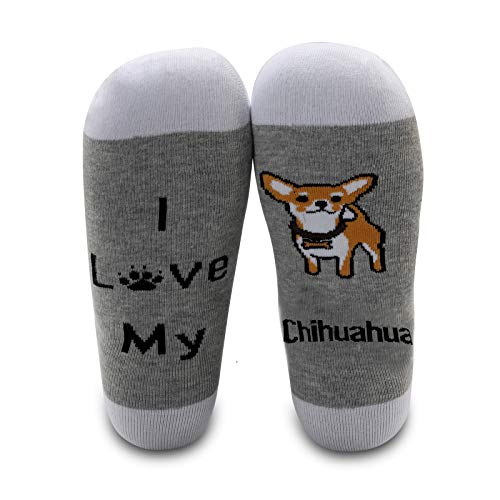 Lustige Chihuahua-Geschenke 2 Paar I Love My Chihuahua Socken Chihuahua Hundeliebhaber Geschenke Neuheit Chihuahua Socken Cover