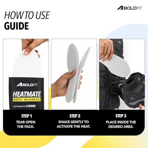 Image of Boldfit Foot Warmer Natural Heat Pad (Pack of 5), Feet Warmer for Men & Women, 14 Hours Warmth for Winter Holidays, Travel, Camping, Trekking & Outdoors, Disposable Air-Activated Foot Heat Pouch