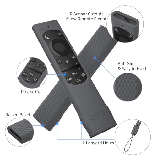Image of Oboe Silicone Tv Remote Cover Compatible with Samsung Smart Tv Remote BN59-01311 Samsung QLED TV Remote Half Wrap Protective Case with Loop (G-Dark Grey) [Remote NOT Included]