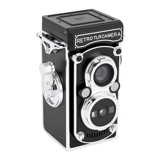 Fockety Mini Cámara Digital Vintage, Compacta, Portátil, Estilo TLR, Retro, Vídeo FHD de 1080p y Fotos de 64 MP, Enfoque Automático, Cámara de Vlogging para Principiantes, Adultos (White)