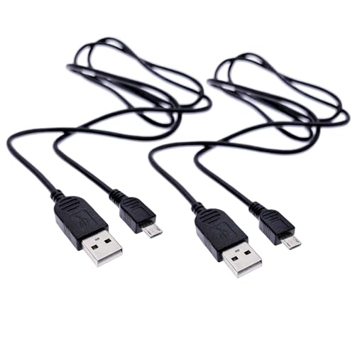 JZK 2 cables de carga USB A a micro USB, cable de carga micro USB de repuesto para smartphones Android, tabletas, reproductores MP3/MP4, transferencia de datos, color negro