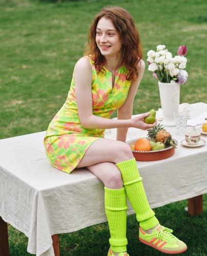 Image of v28 Women Warm Leg Warmers 80s Retro Party Costume Knit Ballet Neon Long Socks