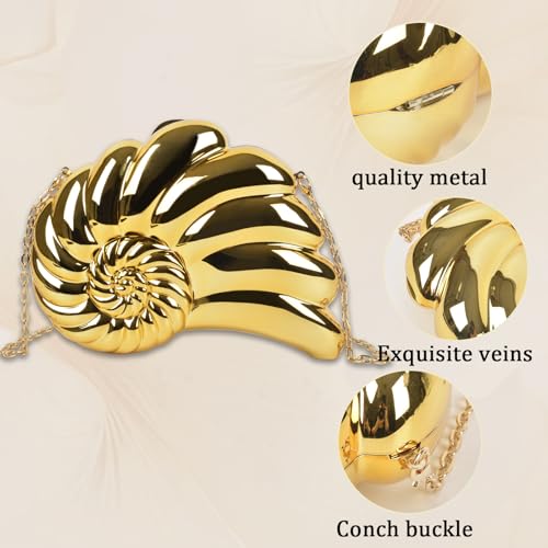 Conch Shoulder Handbag Novelty Chain Strap Purse Acrylic Fashion Crossbody Evening Bag Clutch for Women Girl3