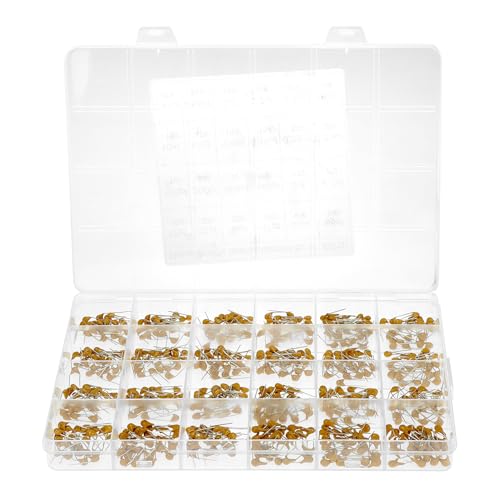 QWORK® 600 Piezas 24 valores condensadores kit, condensadores de cerámica 10pf-10uf