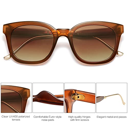 Sojos Classic Square Polarized Sunglasses Womens Mens Retro Trendy Shades Uv400 Sunnies Sj2050, Dark Brown/Brown #TOP2