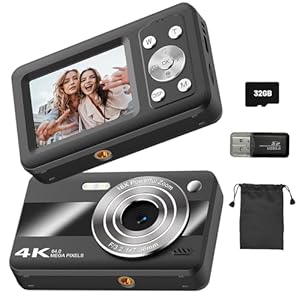 Digital Camera Portable 1080P Compact Cameras with 32G Memory Card 2.4" LCD Screen Timer Beauty Filters Fill Light 16X Digital Zoom , Vlogging Photo Camera for Kids, Beginners