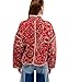VAOYIU Women's Cropped Puffer Jacket Vintage Cardigan Floral Printed Lightweight Open Front Padded Quilted Coats(2-Red-L-XL)