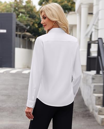 Women's Stain Shield Dress Shirts Long Sleeve Button Down Shirts Wrinkle Free Blouse Business Work Tops3
