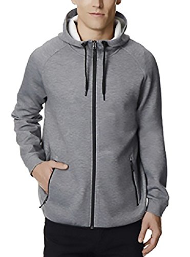 32 Degrees Mens Hoodie Sweatshirt Full Zip Tech Fleece Track Jacket (X Large, Heather Grey)