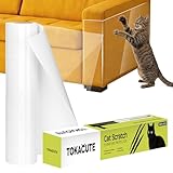TOKACUTE 200' x 16.5' Anti Cat Scratch Furniture Protector, Single-Sided Sticky Couch Protector from Cats Claws, Couch Corner Guard Under Pet Claws, Thicken Viny Flexible Scratch Deterrent Tape