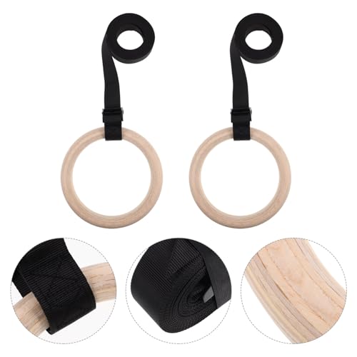 Anillas de gimnasia de madera YARNOW con correas miniatura 7