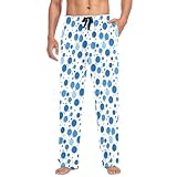Matériau : le pantalon de pyjama doux pour homme est fabriqué en 95 % polyester + 5 % élasthanne, respirant et confortable. Extensible, coupe ample, taille élastique, parfait pour les pyjamas d'été, de printemps et d'automne.