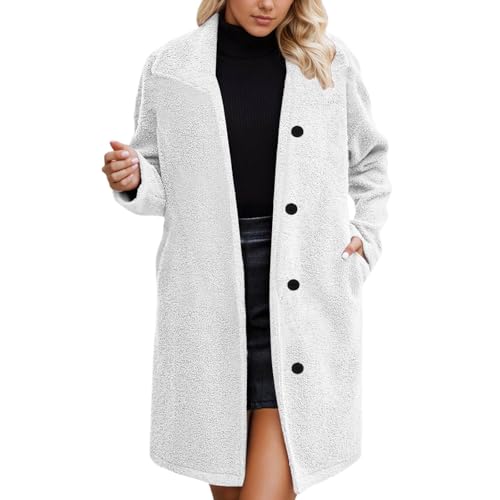 Abrigo de lana para mujer largo elegante chaqueta cálida abrigo de invierno informal solapa rompevientos monocromo moda gabardina con bolsillos parka chaqueta vintage broches al aire libre chaqueta de