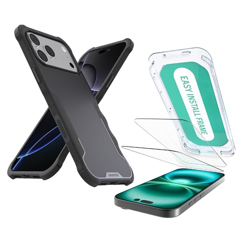Image of Smartish iPhone 17 Pro Max MagSafe Case + Screen Protector - Magnetic Protective Case - Heavy Duty Armor Cover + 2-Pack Tempered Glass Screen Protectors for Apple iPhone 17 Pro Max - Black Tie Affair