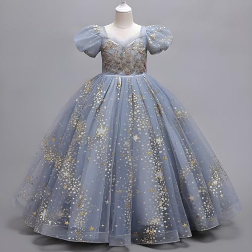 Girls Dress Flower Girl Sequins Tulle Bead Quinceanera Dress Wedding Birthday Party Gift Princess Dress2