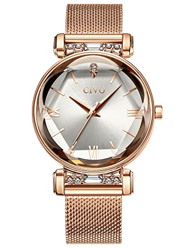 CIVO Relojes de Pulsera para Mujeres Oro Rosa Acero Inoxidable Impermeable Relojes Mujer...