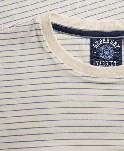 Superdry Essential Logo STR Fitted Tee W1011640A Desert Bone Off White Stripe 16