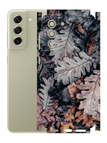 Image of AtOdds - Full Body Back Screen Guard Protector Film - Lamination Wrap Skin Sticker Compatible with Samsung Galaxy S21 FE | Scratchproof Matte Finish (Design - Dry Leaves)
