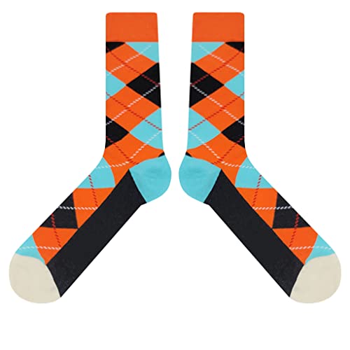 Argyle Dress Socks Funny Novelty Crazy Fun Design Men Size 8-12 Cotton Casual Crew Colorful Funky Gift for Men2