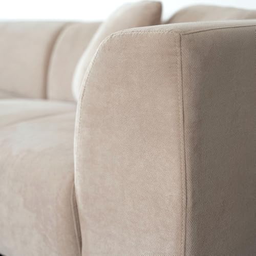Home Deluxe Ecksofa Torino - Farbe: Beige, Ausführung: Links - 344 x 74 x 178 cm I Samtsofa, Sofa, Wohnlandschaft – Bild 5