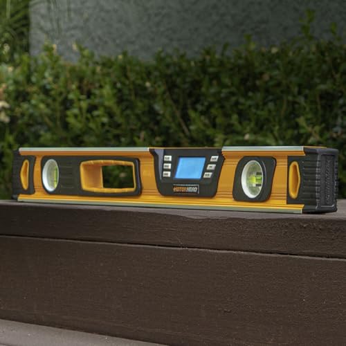 Image of MOTORHEAD 24-Inch 0-180 Smart Digital Level, LCD Screen, Magnetic Bottom | Audible Alerts, Water Dust & Shock Resistant, High-Visibility, Solid-Milled Aluminum, Carrying Bag, Carpentry Masonry Framing