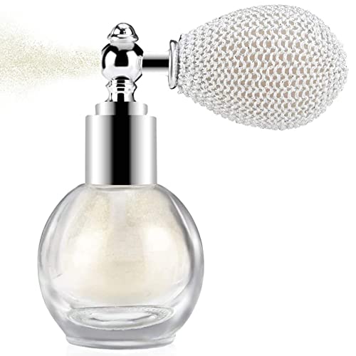 Highlighter Powder Spray Body Glitter Spray Face Glitter High Gloss Spray, Shimmer Sparkle Powder Makeup Spray,Glitter Spray for Hair and Body(Pearl White)