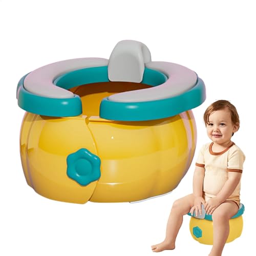 Asiento de inodoro plegable, asiento de olla pequeña de viaje, lindos Pumpkin Forma de maceta ligera portátil, Silla de inodoro de entrenamiento plegable para 2-6 años