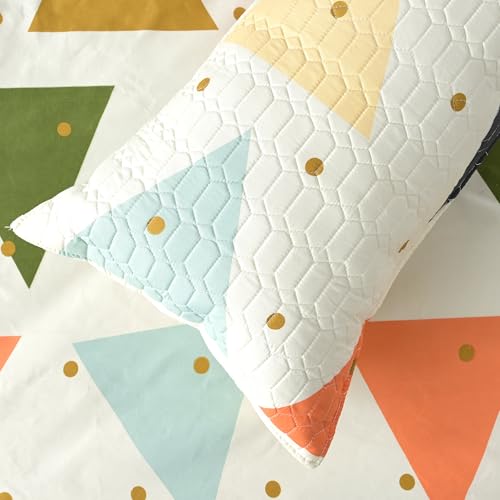 Image of Super Premium Designer 5-Piece Bedsheet Set - Double Bed Size (90 inchx100 inch) - Heavy Cotton Blend with Bedsheet, Pillow Covers & Cushion Covers (White, 5 Pc Bedsheet Set)