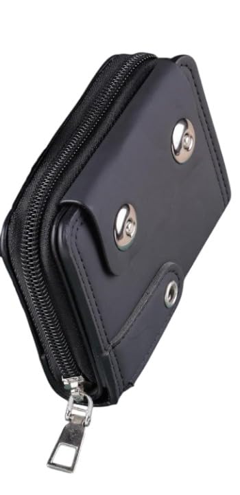 10 Slots Brown Unisex Leatherite Wallet with Zipper | RFID Blocking Card Holder Zipper Wallet for Men and Women. (Black)-image-11