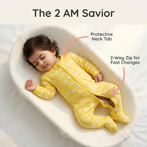 Image of The Mom Store Baby Zipper Romper For Boys And Girls | Cotton | Soft And Comfortable Infant Bodysuit | Trendy Stylish Sleepsuit Nightsuit For Newborn Baby | Printed | Unisex Sleep Wear