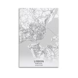 Landmark Poster Lissabon Clean – Linienkarten-Poster, 