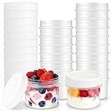 Afcabakila Food Storage Containers with Lids, 50 Pack 5 oz BPA-Free Plastic Containers, Reusable Small Refrigerated Jars for Meal Prep, Leakproof, Stackable, Microwave/Dishwasher/Freezer Safe