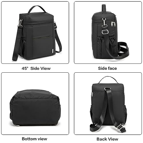 Image of NOL Natural Organic Lifestyle Insulated Lunch Bags for Women Cooler Bag Lightweight Nylon Waterproof Lunch Box For Work (Black, Large)
