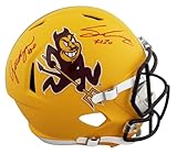 ASU Sam Leavitt & Jordyn Tyson Signed Sparky Full Size Speed Rep Helmet BAS Wit - Autographed College Helmets