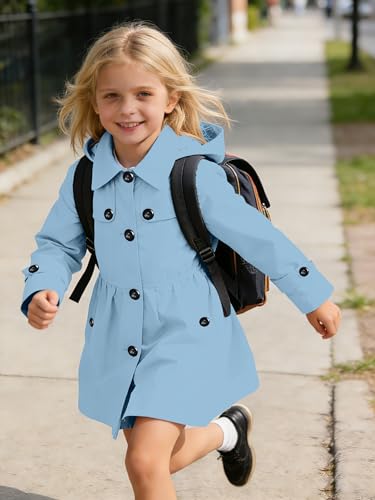 Image of SANGTREE Girl's Waterproof Trench Coat Hooded Lightweight Windbreaker Rain Jackets