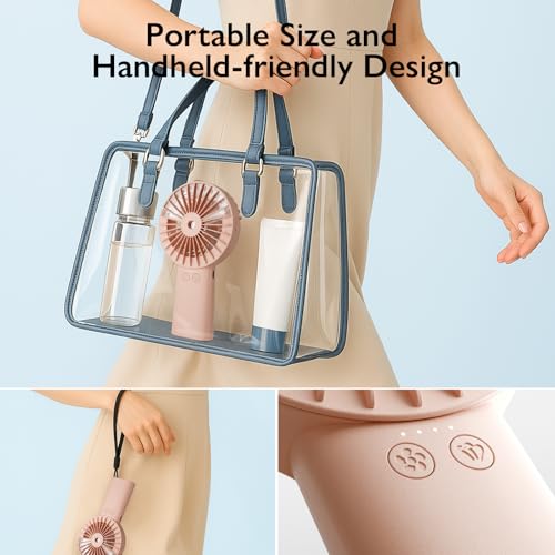 Image of HonHey Handheld Fan Misting Fan, 3 in 1 Hand Fan, Portable Mini Fan with Rechargeable Battery Operated and 3 Adjustable Speed[6-13-20 Working Hours], Foldable Personal Fan for Girls Women Travelling